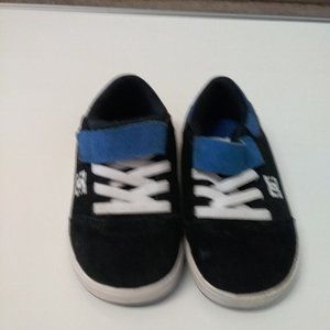 DC Child's Size 7 Black and Blue Leather Lace up and Velcro Great Condition